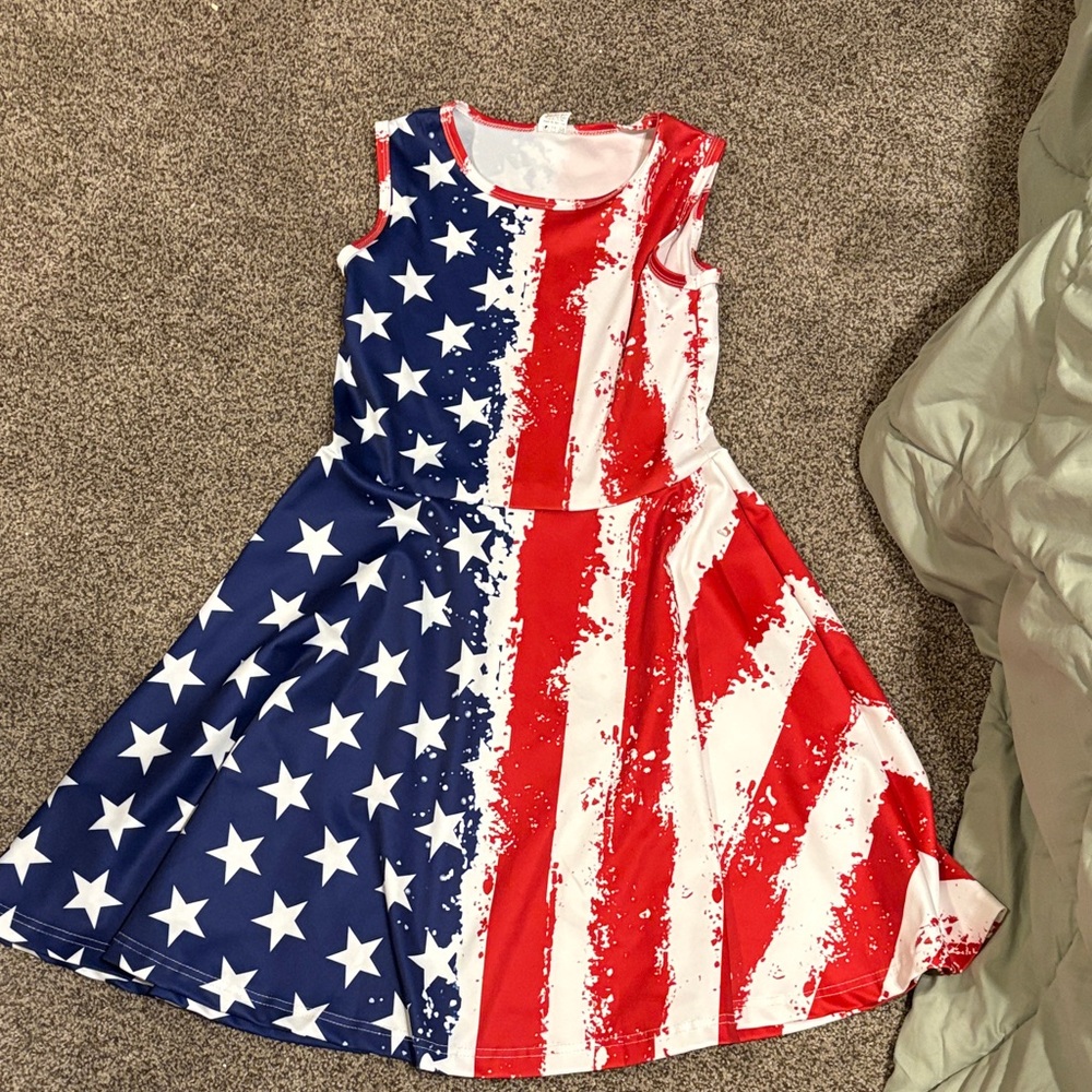 Patriotic Stars and Stripes Kids Dress
